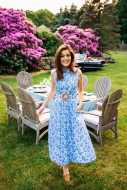 Azure Blossom Shirt Dress