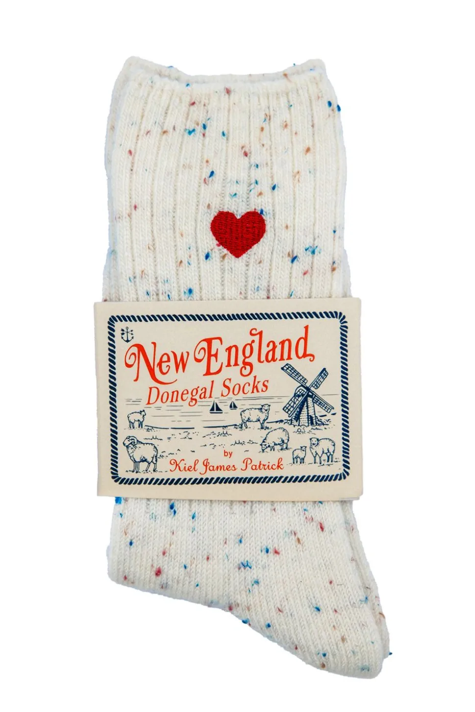 Cream Heart Donegal Socks