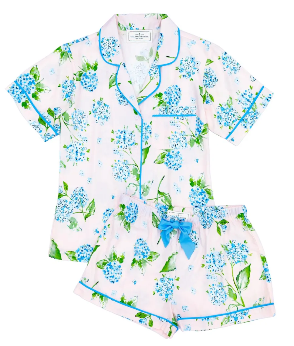Hydrangea Drawstring Shorts Pajama Set