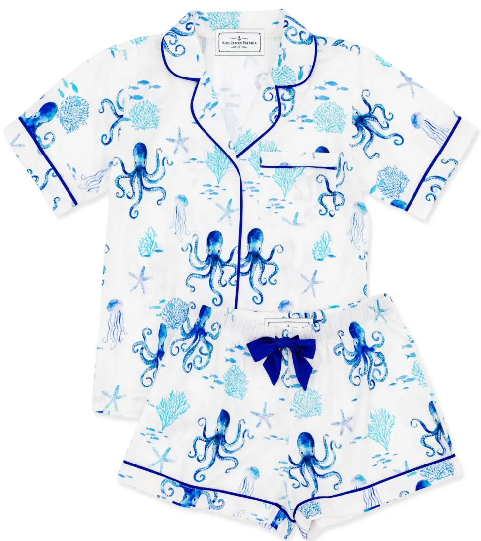 Octopus Garden Drawstring Shorts Pajama Set