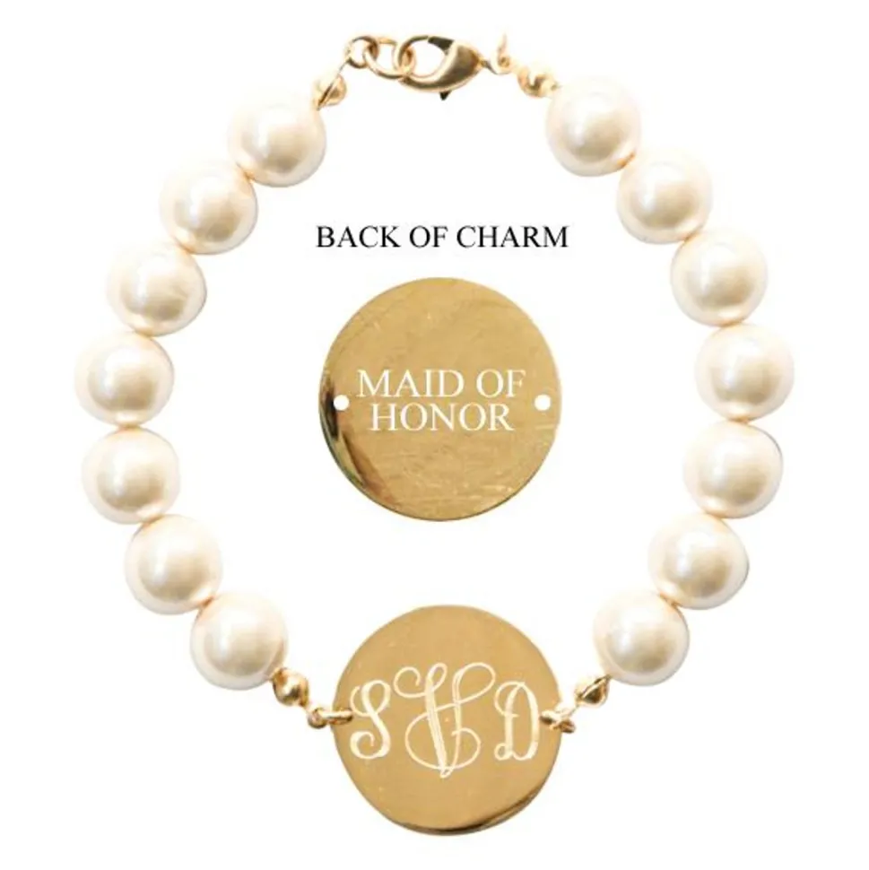 Pearl Monogram Wedding Bracelet