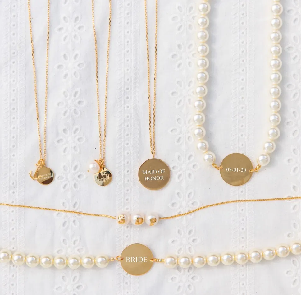Pearl Monogram Wedding Necklace