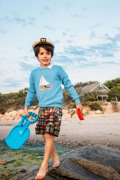 Ruff Day At Sea Kids Sweater- Light Blue