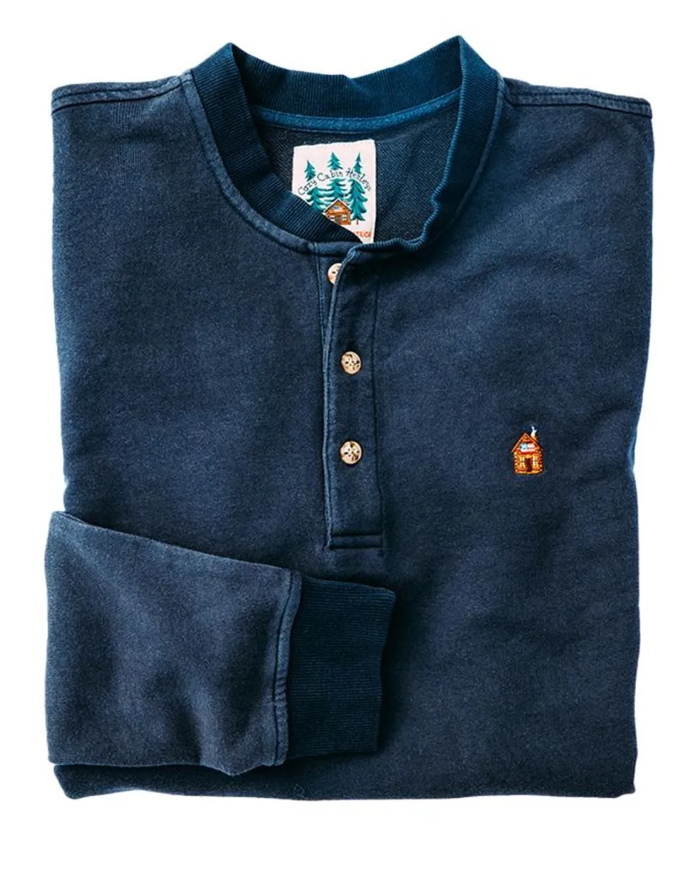 Rustic Cabin Blue Henley